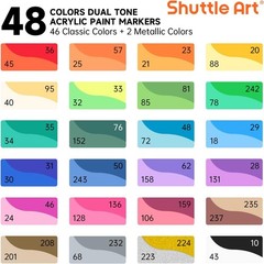 Shuttle Art 48 Colors Dual Tone Acrylic 1 Count (Pack of 24), gold, silver)