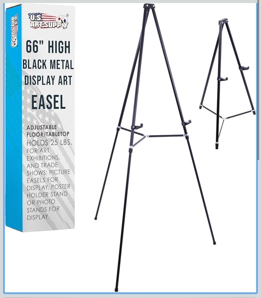 66″ Black Aluminum Display Easel and Presentation Stand, Floor and Tabletop Use
