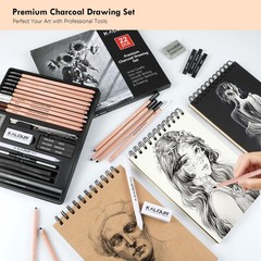 22 PCS Black White Charcoal Pencils Drawing Set Sketching Shading Art
