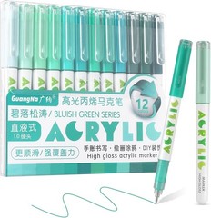 12 Colors Acrylic Paint Gel Pens Set – 1.0mm Floating Ball Tip High Gloss Marker