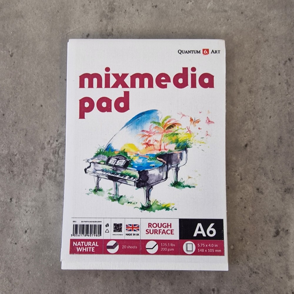 A6 Mix Media Pad 200gsm A6 Natural White Rough Surface 20 Sheets – UK – Free P&P