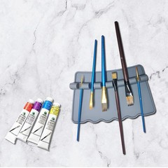 2 PCS Silicone Paint Brush Holder Large Rest 6 Slots Watercolor Oil Acrylic