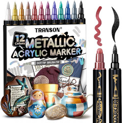 4 Black and 4 White Paint Markers Brush and Bold Dual-Tip Acrylic Paint Marker S