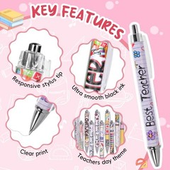 20 Pack Teacher Appreciation Gel Pens, Cute Retractable Ballpoint Pens with