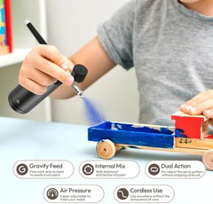 Airbrush Kit with Compressor 30PSI Portable Airbrush Gun Rechargeable Handheld C