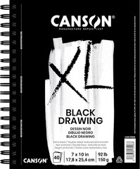 XL Series Drawing Paper, Black, Wirebound Pad, 7X10 Inches, 40 Sheets (92Lb/150G