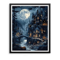 Paint by Numbers Kit for Adults, Paint by Numbers for Beginner Moonlit Castle, P