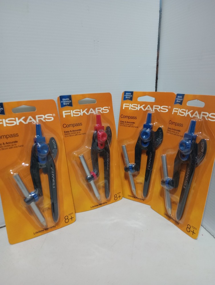 Fiskars Circle Drawing Compass Plastic Tip Lot of 4 New and Sealed