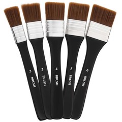 5 Pcs Flat Paint Brushes Set, Nylon Art for 0.98 to 1.7 inches, Black