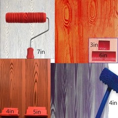 6PCS Wood Grain Painting Tool Set Faux Wood Graining Roller Rubber DIY Kit