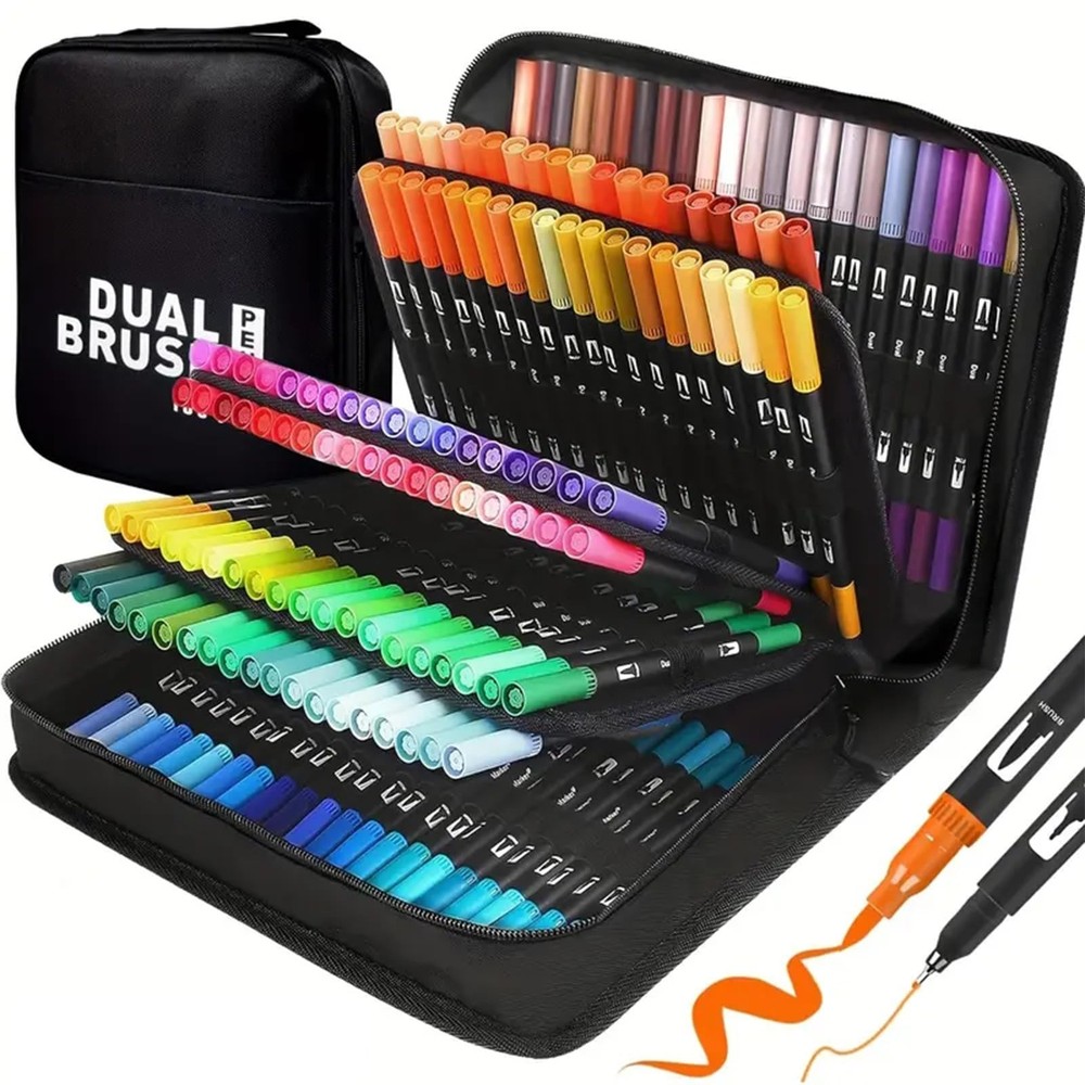 Dual Brush Markers Pens 168 Colors Dual Tipfineliner & Brush Art Markers For K