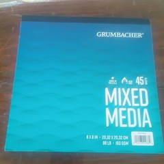 Grumbacher 8X8 Mixed Media Paper Pad 98 Lb 160 Gsm 45 Sheets Tape Bound
