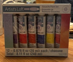 Gouache Paint Set 12 Colors (12 x 20 ml Tubes) by Artist’s Loft