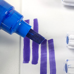 Uni Paint Marker SET OF 6 MODIFIED SUPER STAIN BLUE PX-30 Broad Chisel Tip 8mm