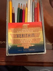 RARE Vintage VERITHIN Eagle COLOR Pencils Set Of 10 w/ Case B51