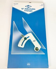 ALVIN 120C Tru-Angle, Adjustable Triangle w/Inking Edge Aluminum NEW – 12 Inches
