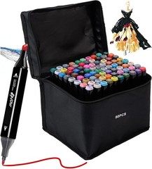 80 Colors Alcohol Markers Set, Dual Tips Blender Art Markers for Drawing Sket…