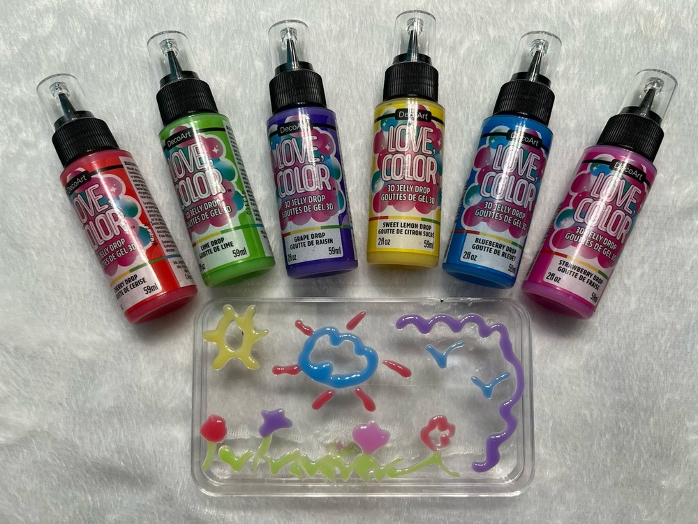 DecoArt Love Color 3D Jelly Drops Paint Set – 6 Pack – Dimensional Craft Paint