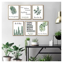 6pcsOffice Inspirational Botanical Canvas Wall Art Eucalyptus Leaves Sage Mot…