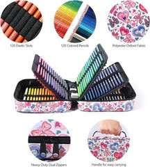 H & B 120 Colored Soft-core Coloring Pencils Set, Coloring Book and Portable Sto