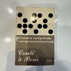 Vintage Conte a Paris No. 2359 Compressed Charcoal Set 12 Fusains Comprimes