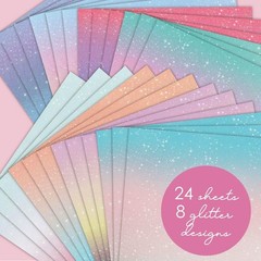 24 Sheets 6×6 Glitter Ombre Pastel Cardstock for Scrapbooking Cards Crafts