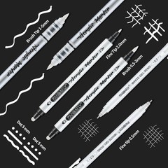 White Ink Pens Set, 0.5mm Fine Point White Gel Pens Dual-Tip Acrylic Paint Pe…