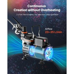 Uimoso Airbrush Kit with Compressor, 3 Brushes, 3 Nozzles, and 2 Fan Patterns