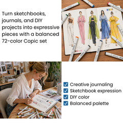 Copic Sketch Basic 72 Color Set Professional Dual Tip Art Markers Made in Japan