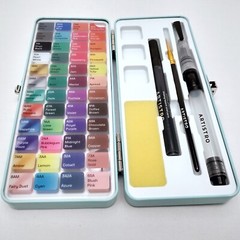 ARTISTRO Watercolor Paint Set, 48 Vivid Colors in Portable Box, Paper, Brushes