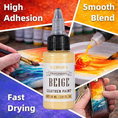 Acrylic Leather Paint Set, 18 Colors Acrylic Leather Dye Kit with Deglazer and F