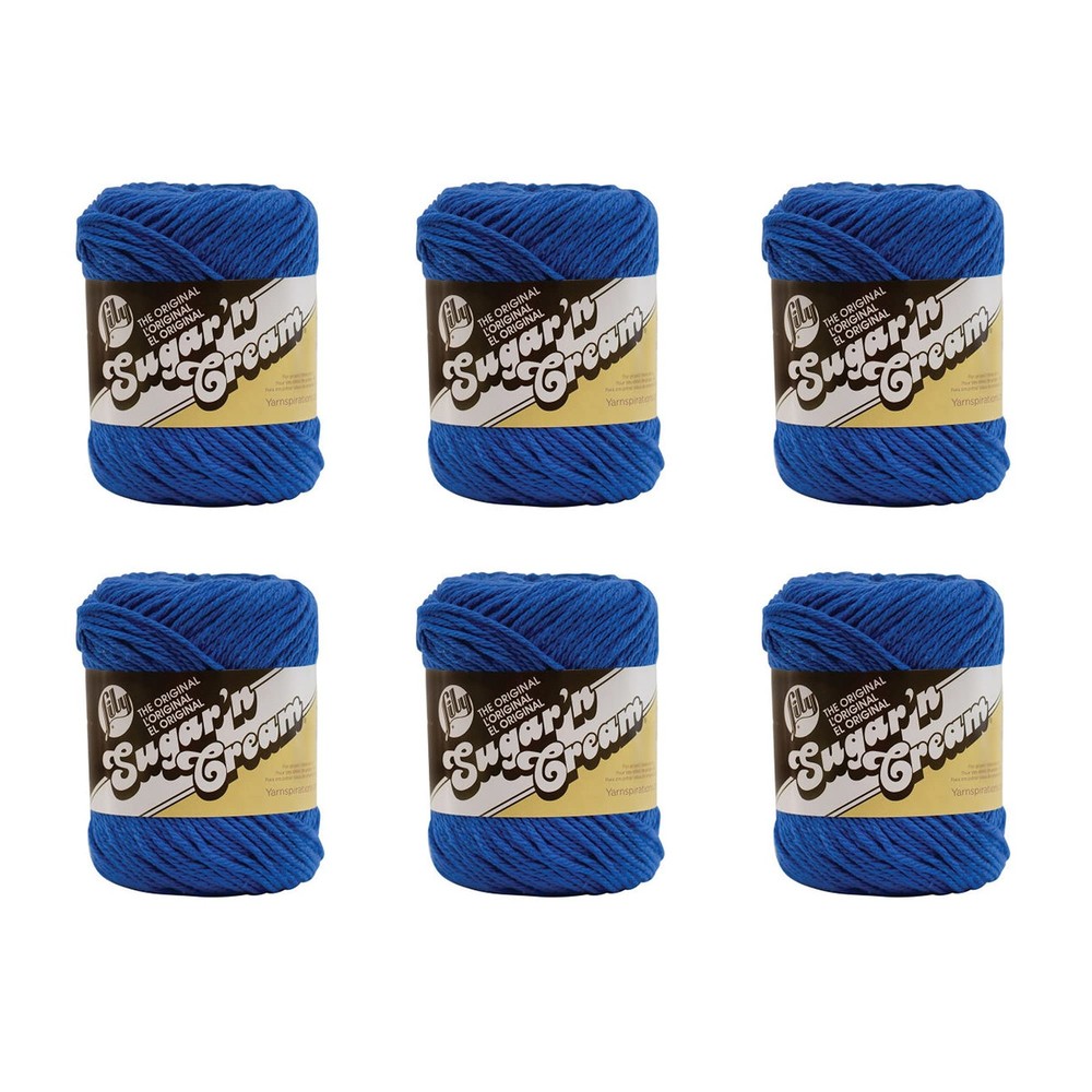 Yarn 6 Pack 71g Cotton Dazzle Blue 120 Yards Worsted Lily Sugar N Cream SugarN