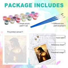 Jesus Paint by Numbers Kit for Adults – Christians Adult Paint by Number Kits…