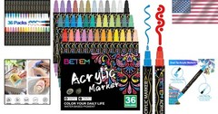 Creative Dual Tip 36 Colors Acrylic Paint Pens for Artists and DIY Enthusiasts