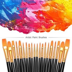 10-Piece Artist Paint Brush Set with Nylon Bristles for Acrylic & Watercolor