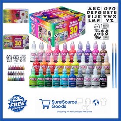 Puffy 3D Paint Set 30 Count with Brushes and Stencils for Creative Projects
