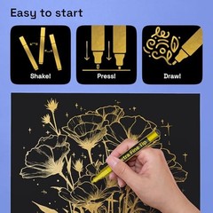 5 Paint Pen for Rock, Glass, Ceramic, Wood, Tire, Fabric, Gold Extra Fine Tip