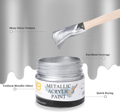 Metallic Silver Acrylic Paint, 100Ml Silver Paint, Art Craft Paints for Canvas,