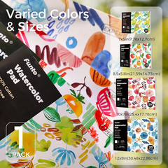 Watercolor Pad, 12×9″, 20 Sheets, 140lb/300gsm, 100% Cotton, Cold Press, Glue Bo