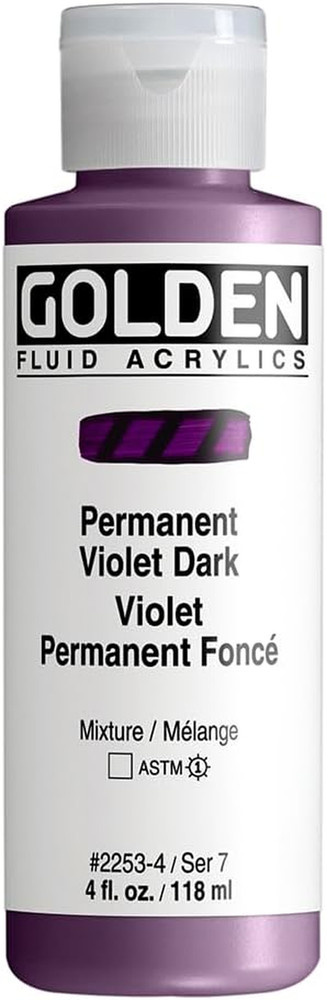 Fluid Acrylics, Permanent Violet Dark, 4 Fl. Oz. Bottle, Professional Acrylic Pa