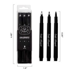 Craft ‘n’ Beyond Calligraphy Brush Pens 1 Count (Pack of 3), Black- Pack 3
