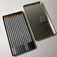 Set of 12 Winsor and Newton Studio Collection Artist Graphite Pencils Metal Box