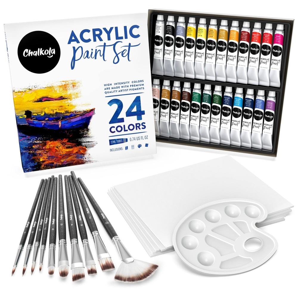 40 Acrylic Paint Set for Adults with 24 Acrylic Paints kit (22ml), 10 Paintin…