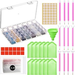 AceOrbit 59 PCS Diamond Art Painting Tools Medium, mainly green, pink and red