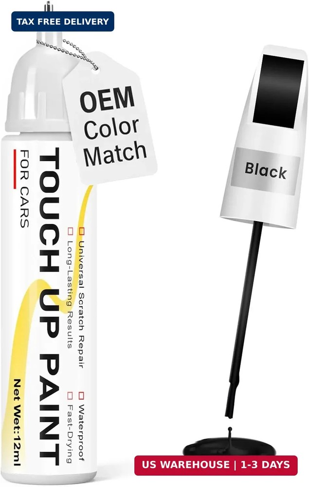 Gloss Black Touch Up Paint for cars, 2-in-1 Brush & Tip, 0.4 fl oz – Universal C