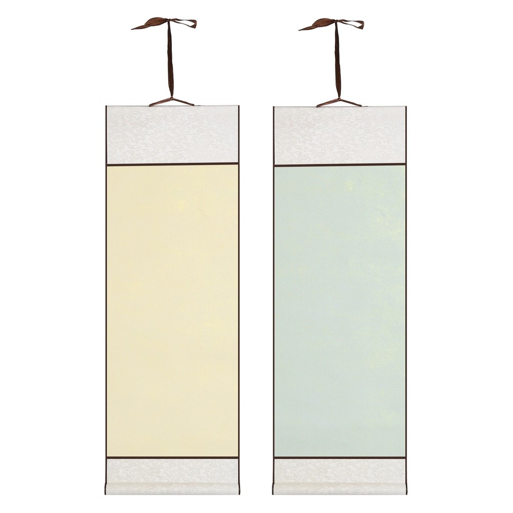 37.4″ x 12.6″ 2 Pcs Blank Hanging Scroll Paper Wood Rod, Light Beige/Sky Cyan