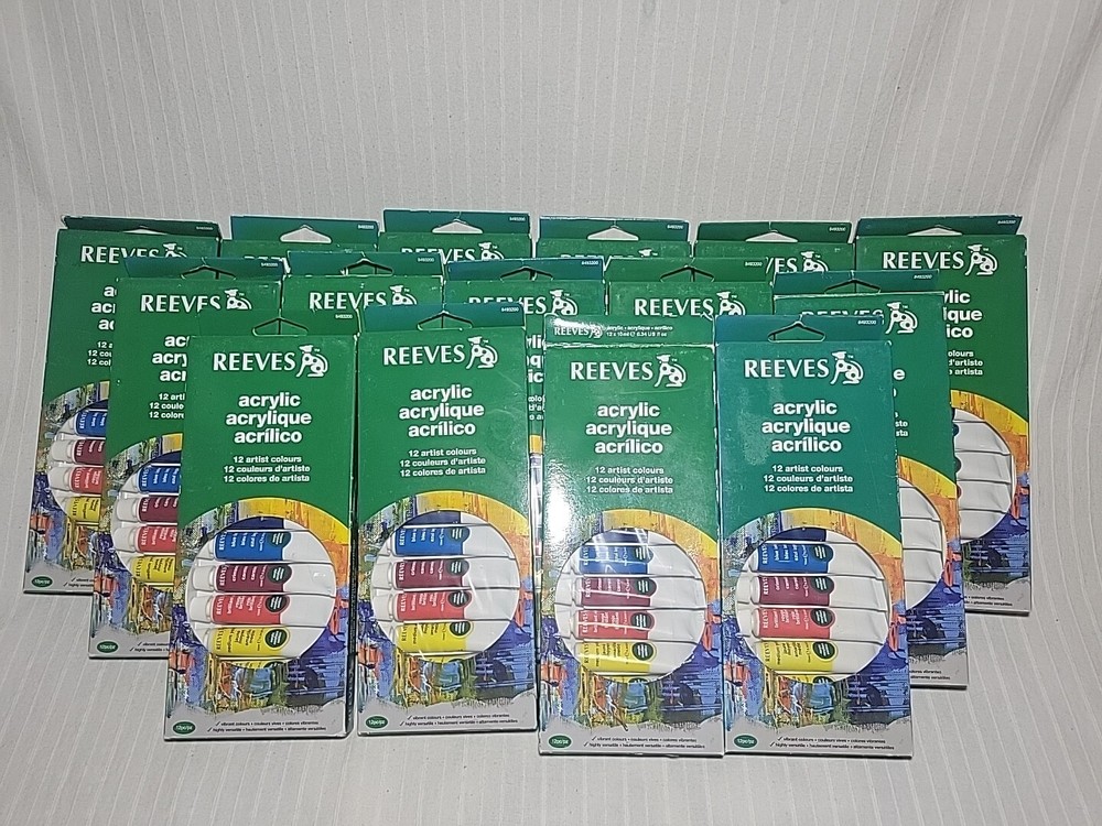 Reeves Acrylic Paint Tubes Artist Colours 10 ml Vibrant Colors Open Box