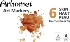6 Colors Skin Tone Alcohol Markers Set, Skin, Wood, Earth Colors Dual Tips Art M