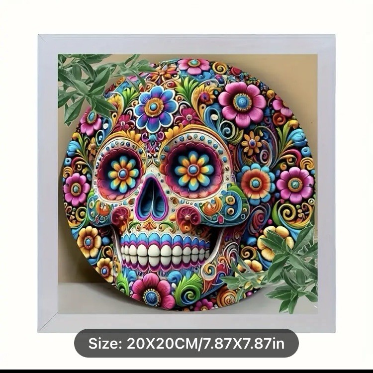Sale! Sugar Skull Day of the Dead Diamond Round Painting Craft Kit-Size 7.8×7.8”