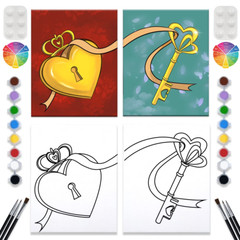 2 Pack Paint and Sip Canvas Painting Kit Pre Drawn Canvas for Painting for Adult